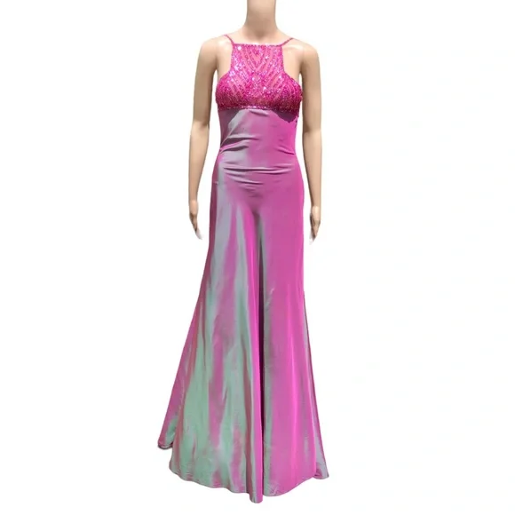 Elie Saab NWT with defects pinkish ombré formal gown with sequin top and wrap - Picture 1 of 15